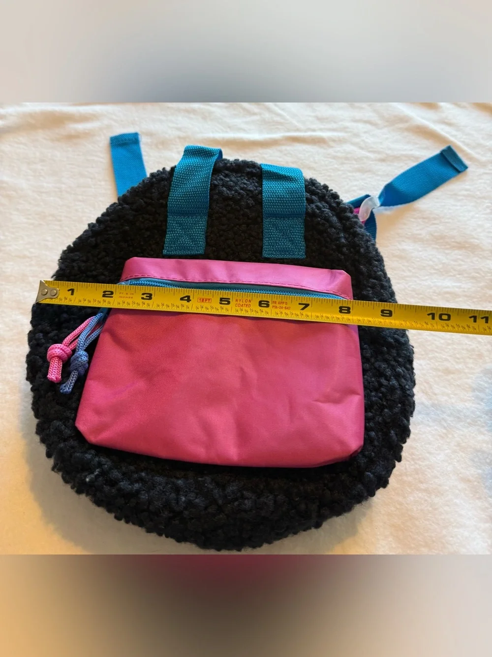 Black Sherpa Mini Backpack Pink Teal Accents Youth Small